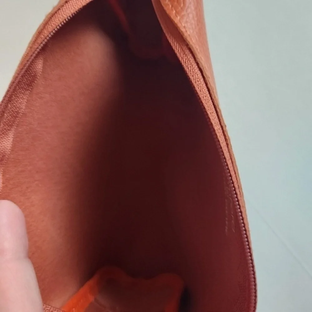 Bamford Bag‎ Womens Size Pebble Leather Orange/Brown Embossed Logo Travel